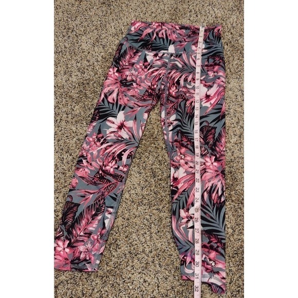 Evolution and Creation Women's Yoga Pants. Floral Pink and Grey - Picture 4 of 5